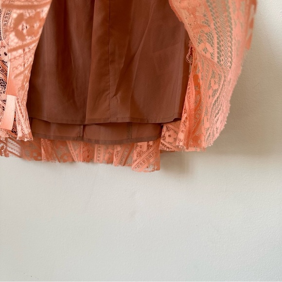 For Love & Lemons Dakota Lace Mini Dress in Peach Size L - Picture 9 of 11